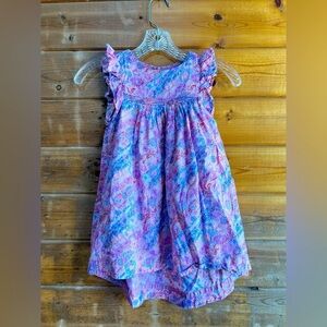 Tea Collection Ruffle Sleeveless Hi-Lo Dress Little Girl Size 4 Purple Pink